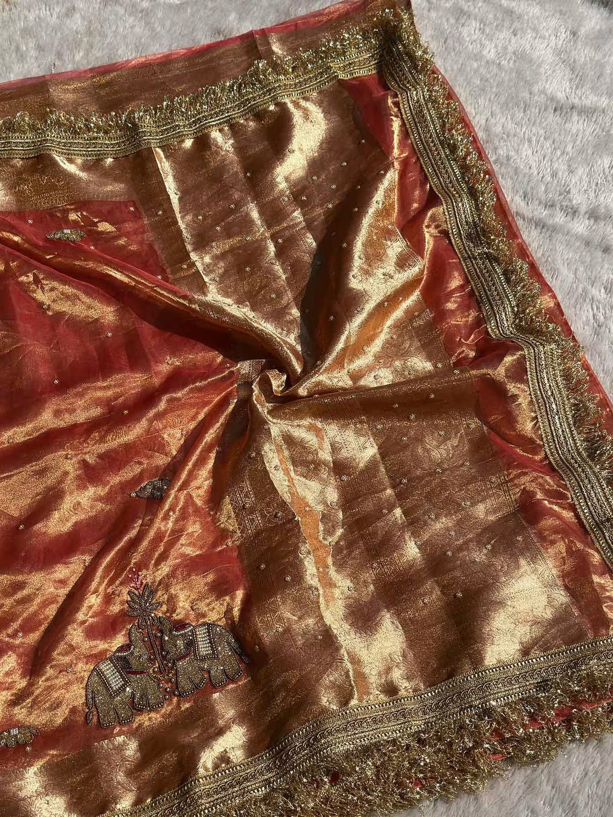 Suvarna Hatti Peach Banarasi Silk Saree - RV Couture 24