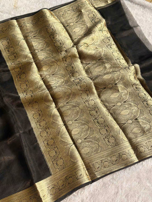 Black Banarasi Silk Saree - RV Couture 24