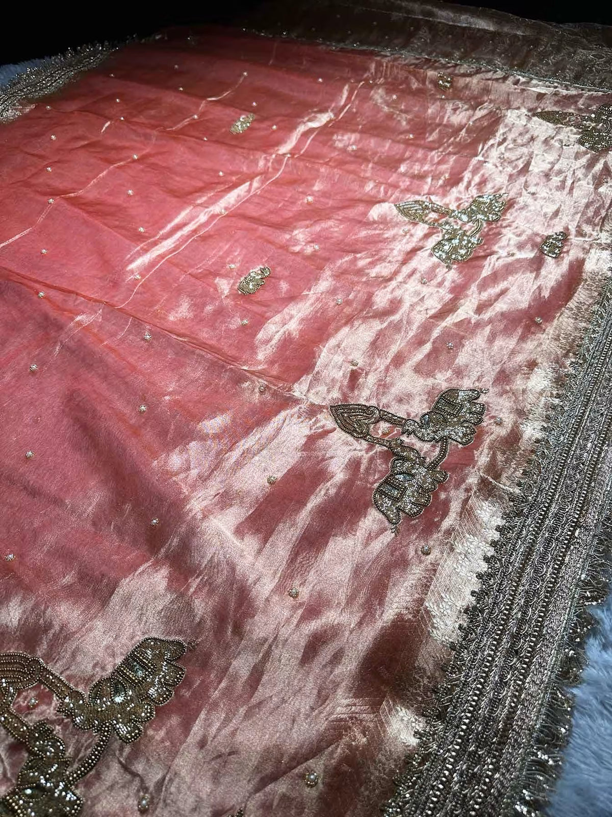 Gajaratna Peach Banarasi Silk Saree - RV Couture 24