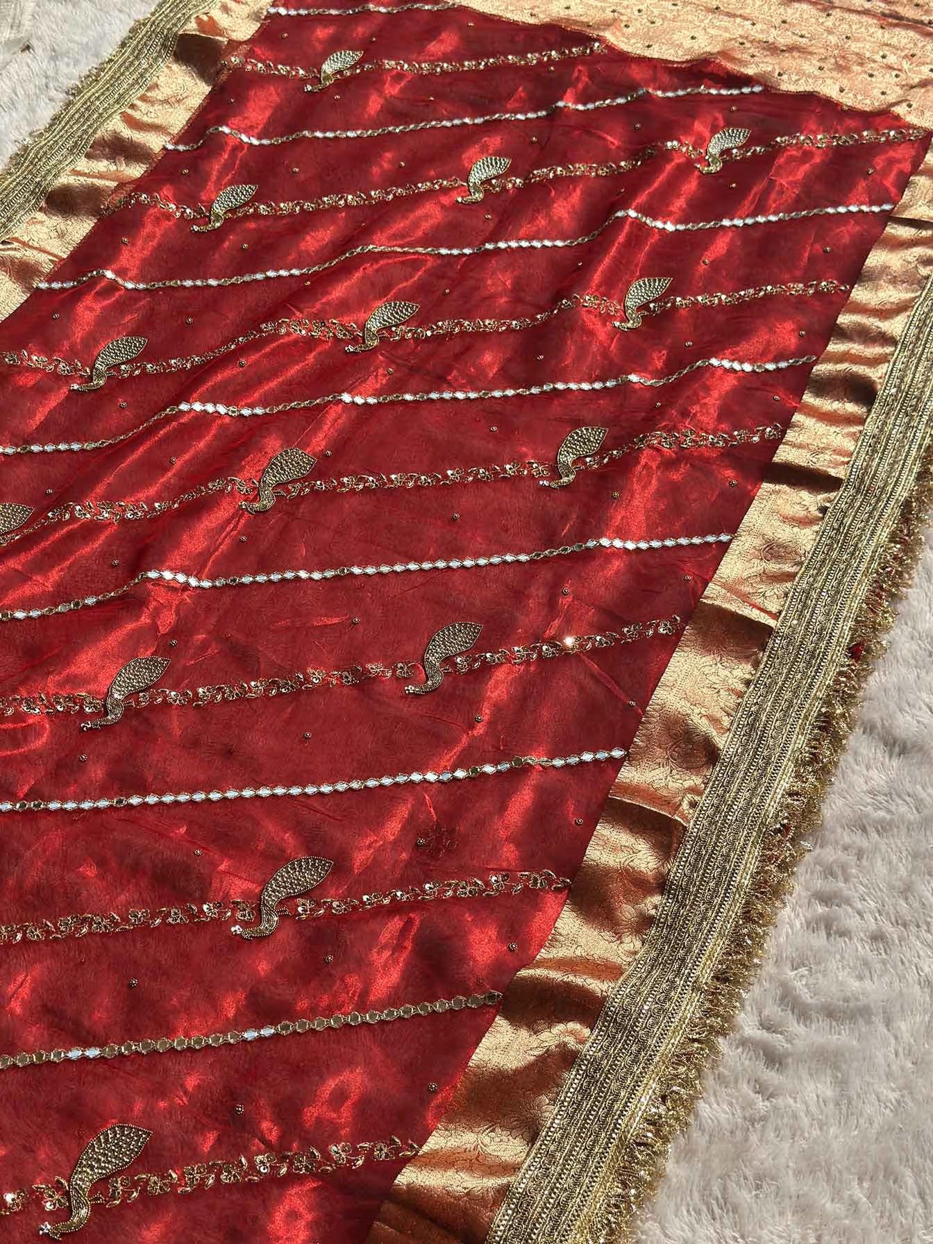 Rajrani Deep Red Banarasi Silk Saree - RV Couture 24