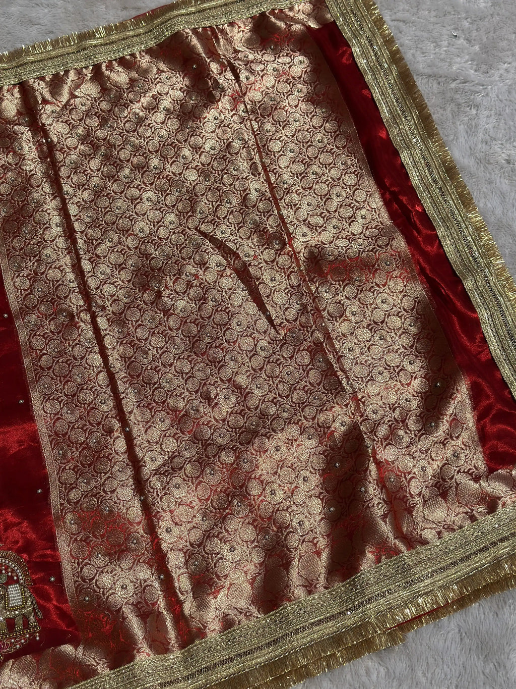 Shahi Gajraj Red Banarasi Silk Saree - RV Couture 24