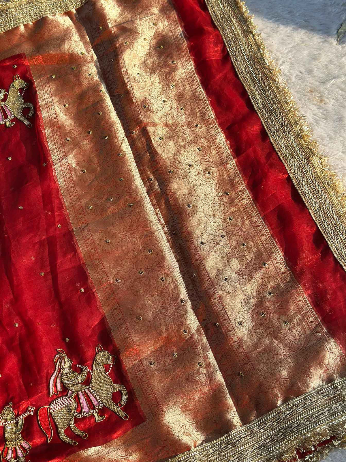 Swarna Doli Red Banarasi Silk Saree - RV Couture 24