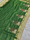 Nandi Pushpa Green Banarasi Silk Saree - RV Couture 24