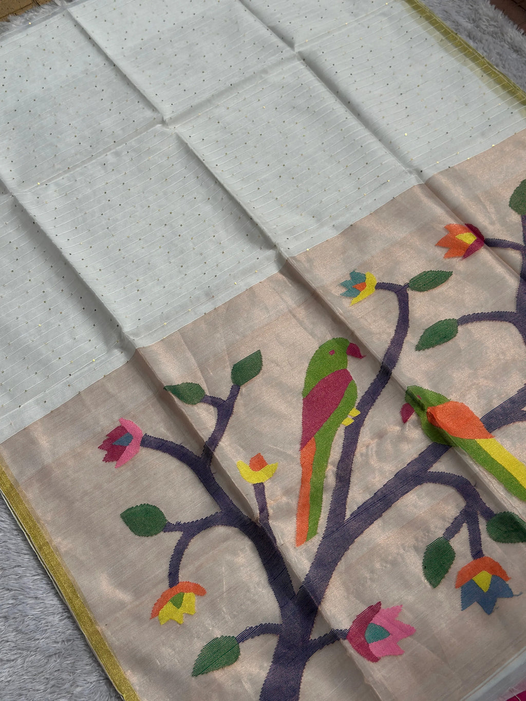 White Jamdani Saree - RV Couture 24