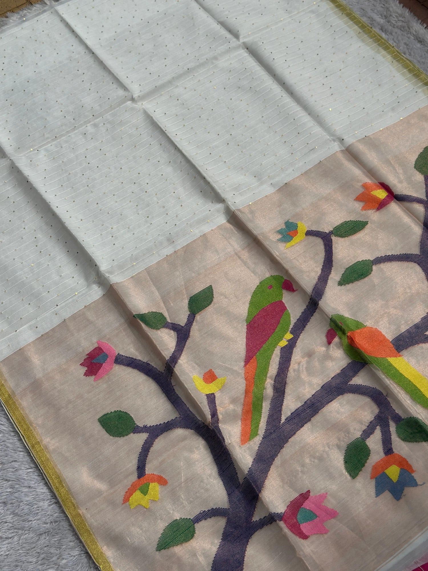 White Jamdani Saree - RV Couture 24