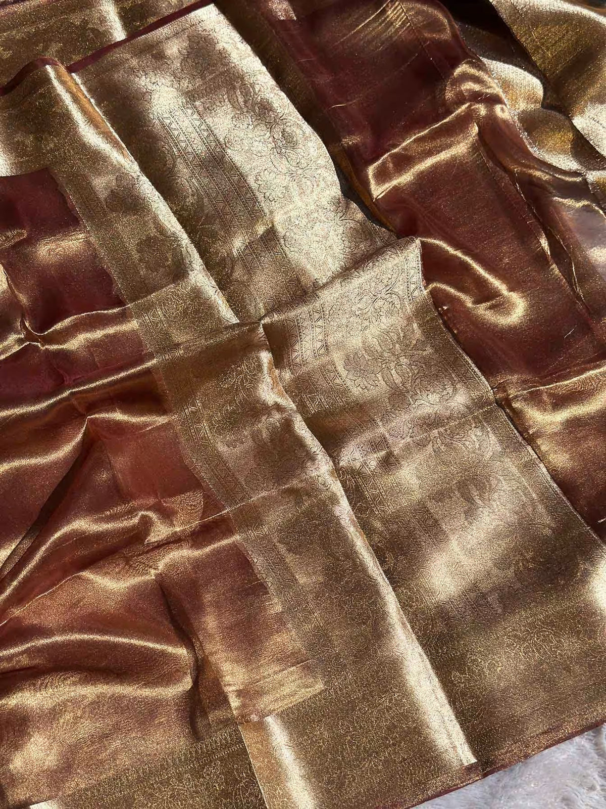 Brown Banarasi Silk Saree - RV Couture 24