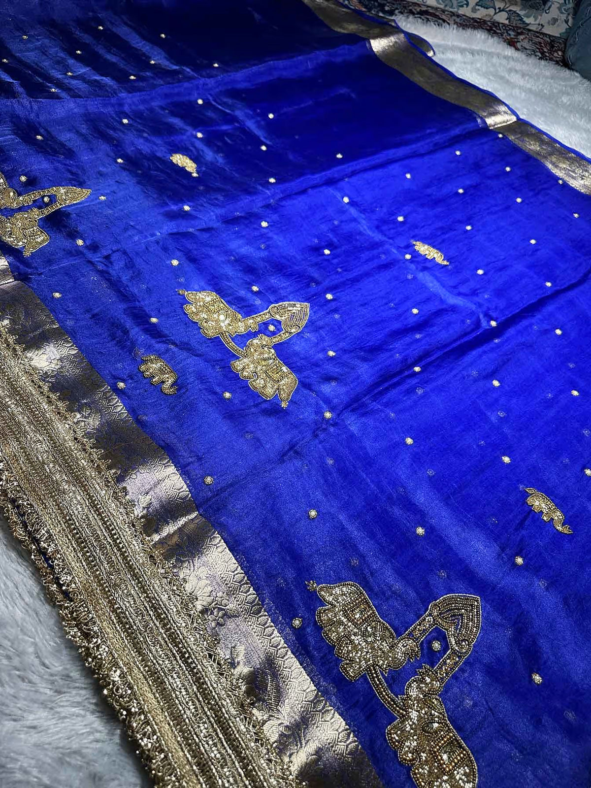 Gajaratna Blue Banarasi Silk Saree - RV Couture 24