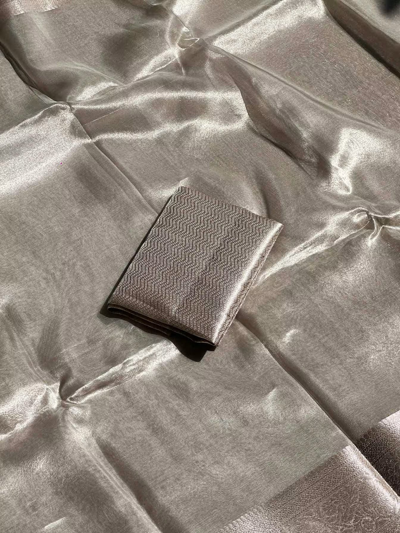 Silver Banarasi Silk Saree - RV Couture 24