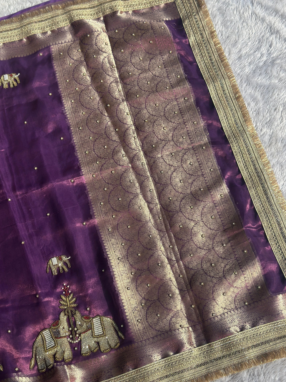 Suvarna Hatti Purple Banarasi Silk Saree - RV Couture 24