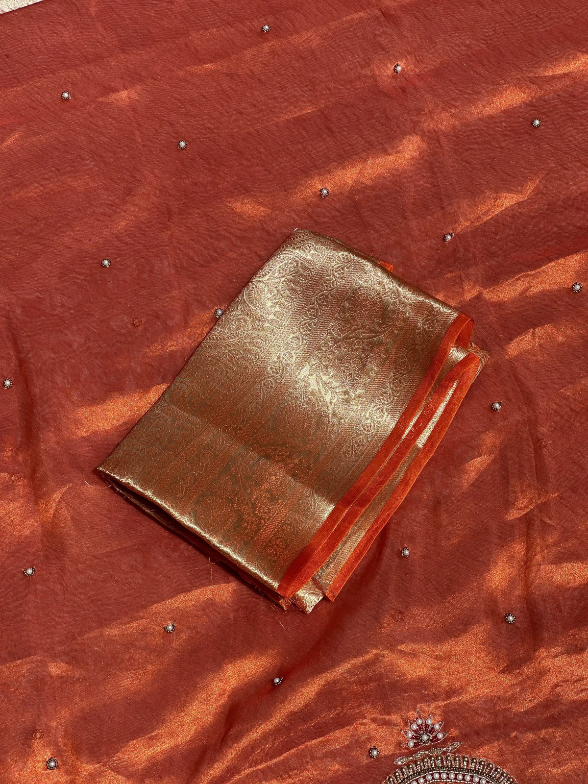 Shahi Gajraj Orange Banarasi Silk Saree - RV Couture 24