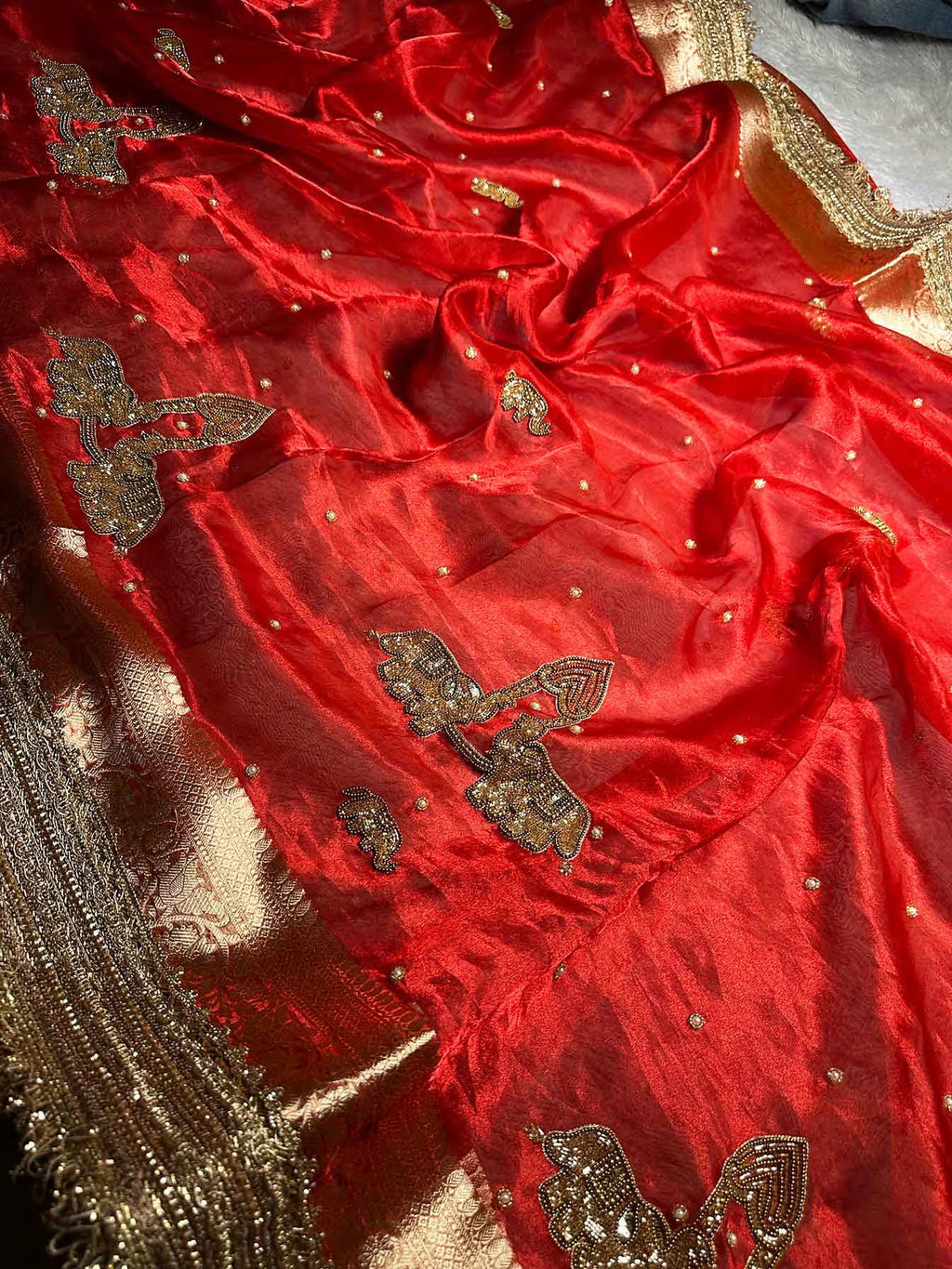 Gajaratna Red Banarasi Silk Saree - RV Couture 24