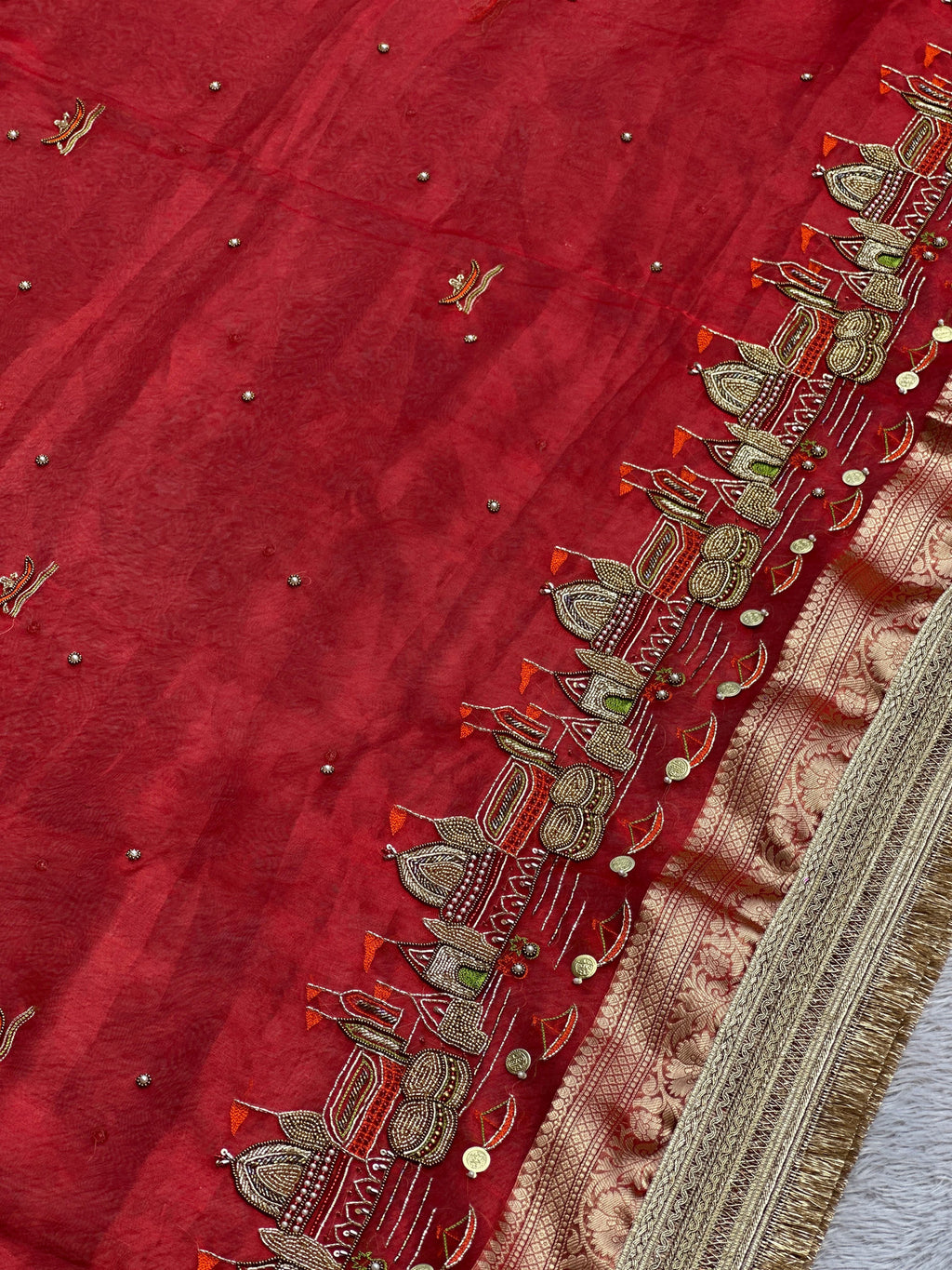 Ghat Red Banarasi Silk Saree - RV Couture 24