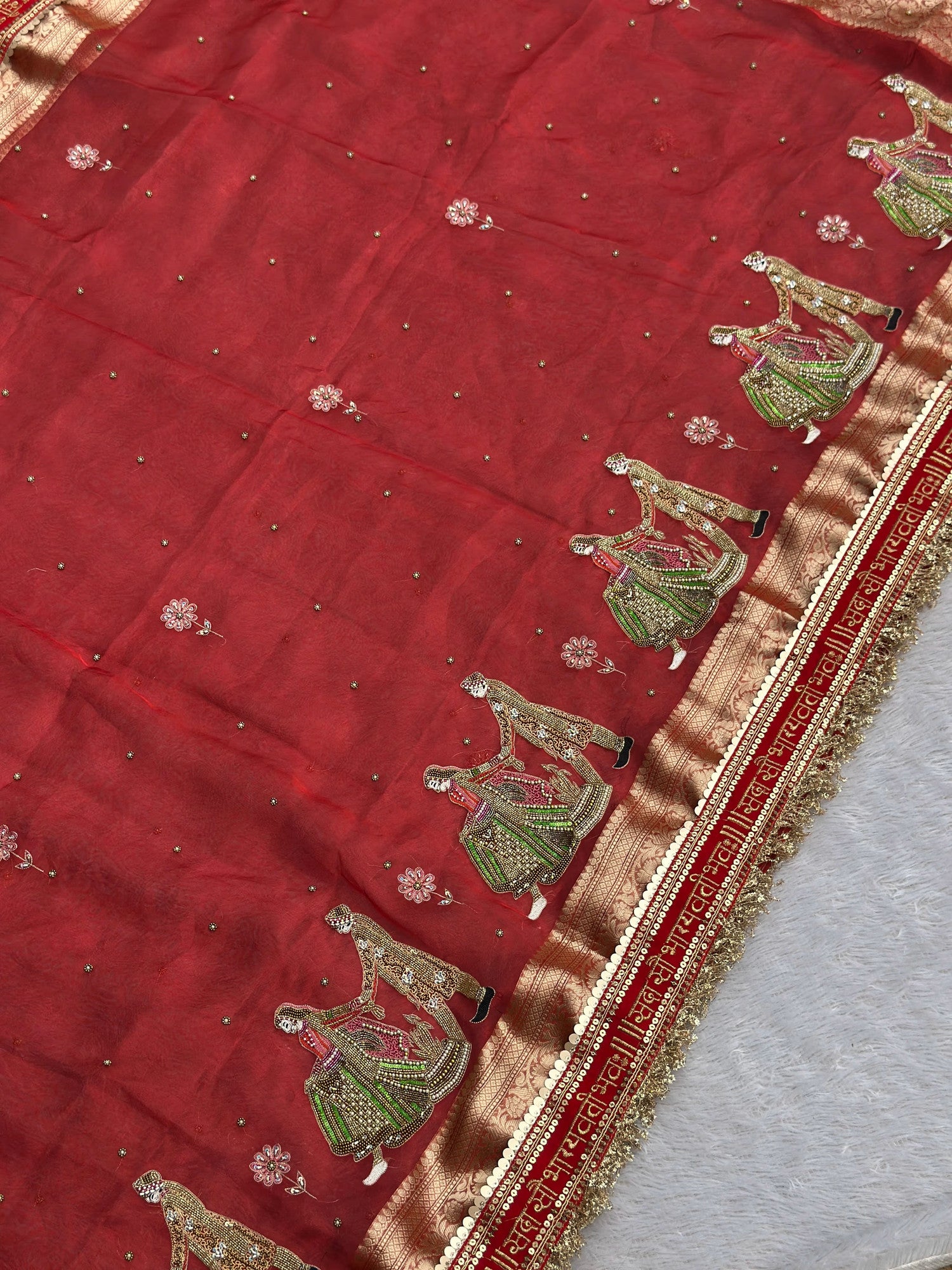 Vivah with Saubhagyavati Lace Red Banarasi Silk Saree - RV Couture 24