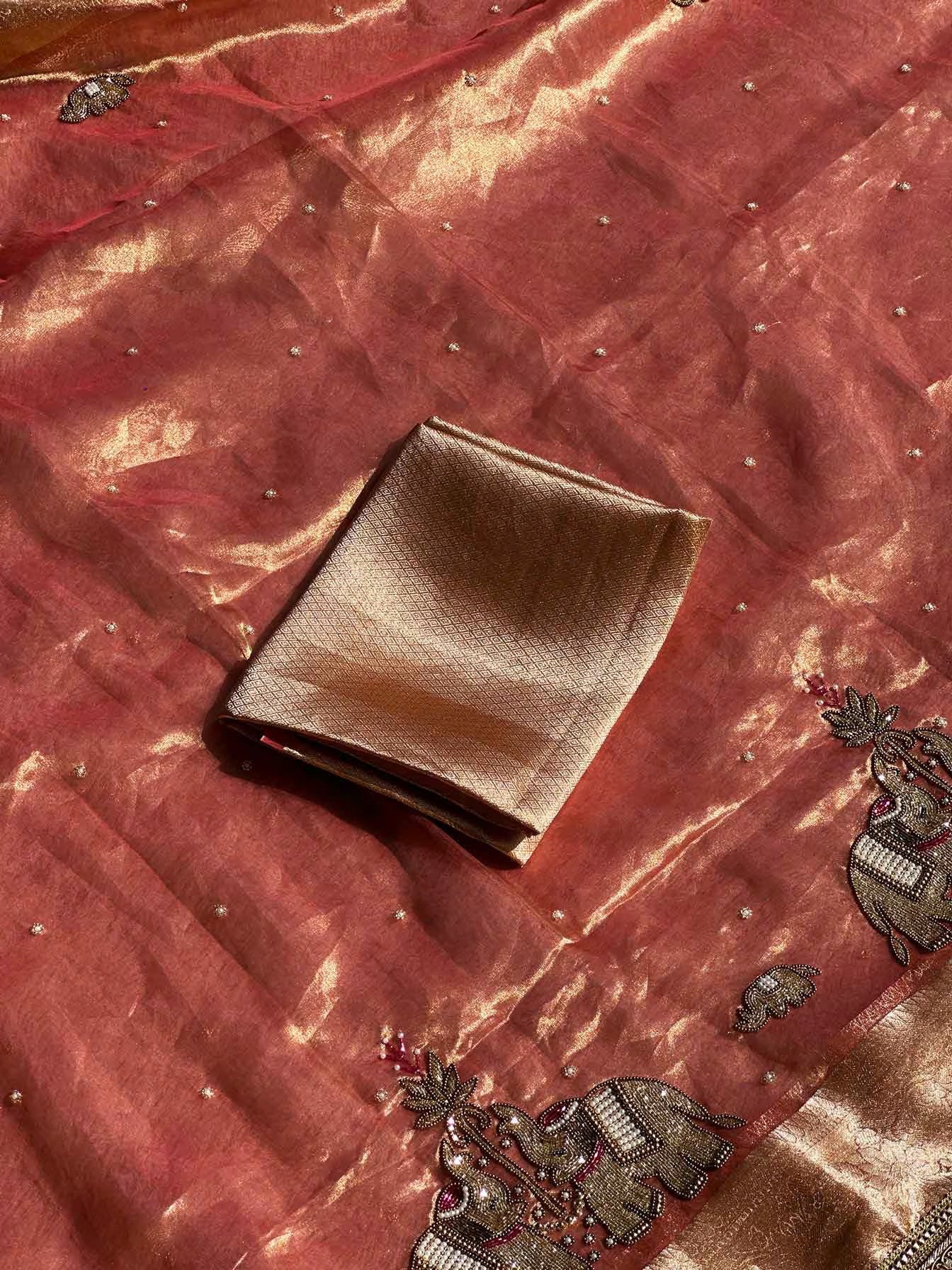 Suvarna Hatti Peach Banarasi Silk Saree - RV Couture 24