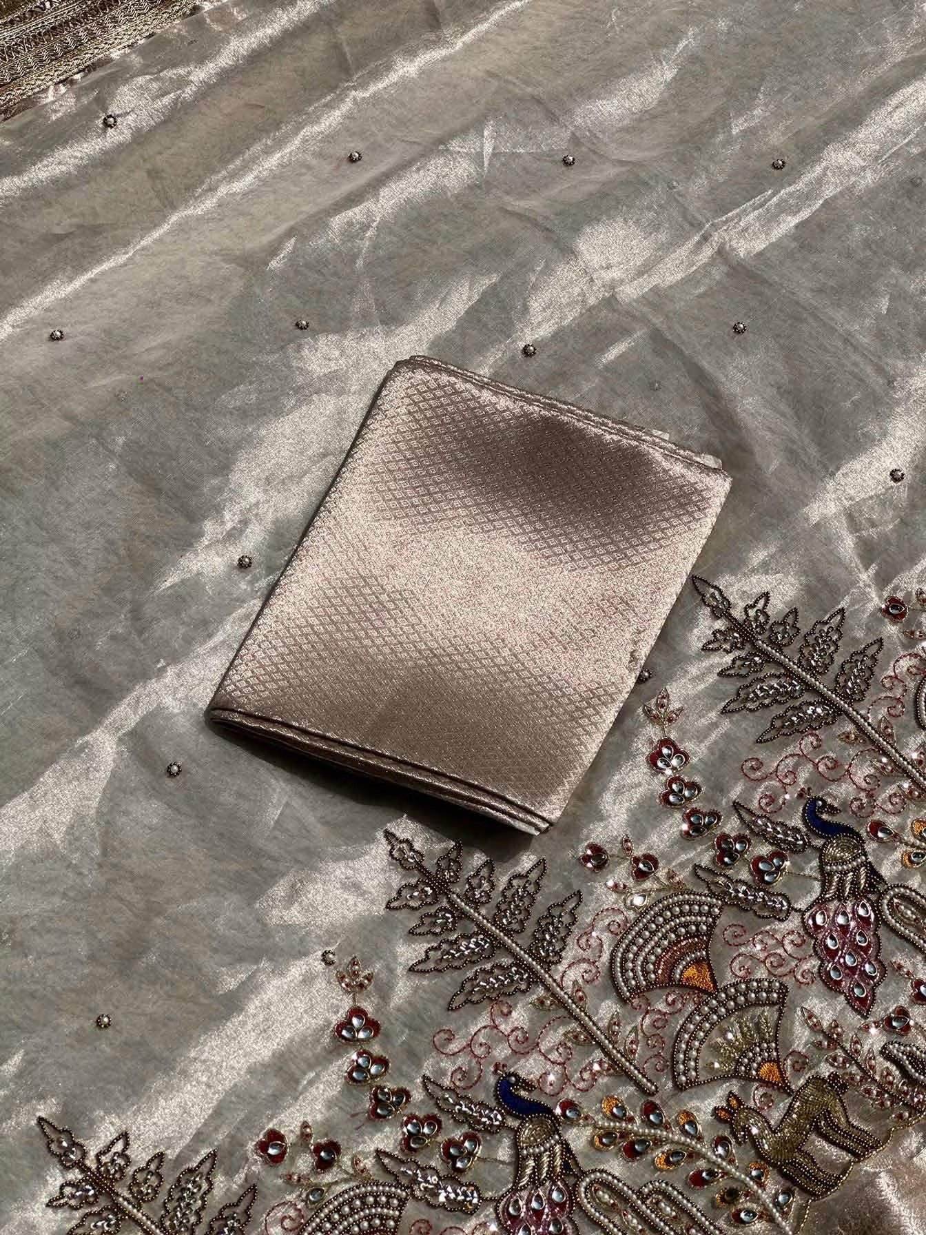 Mor Mahal Silver Banarasi Silk Saree - RV Couture 24