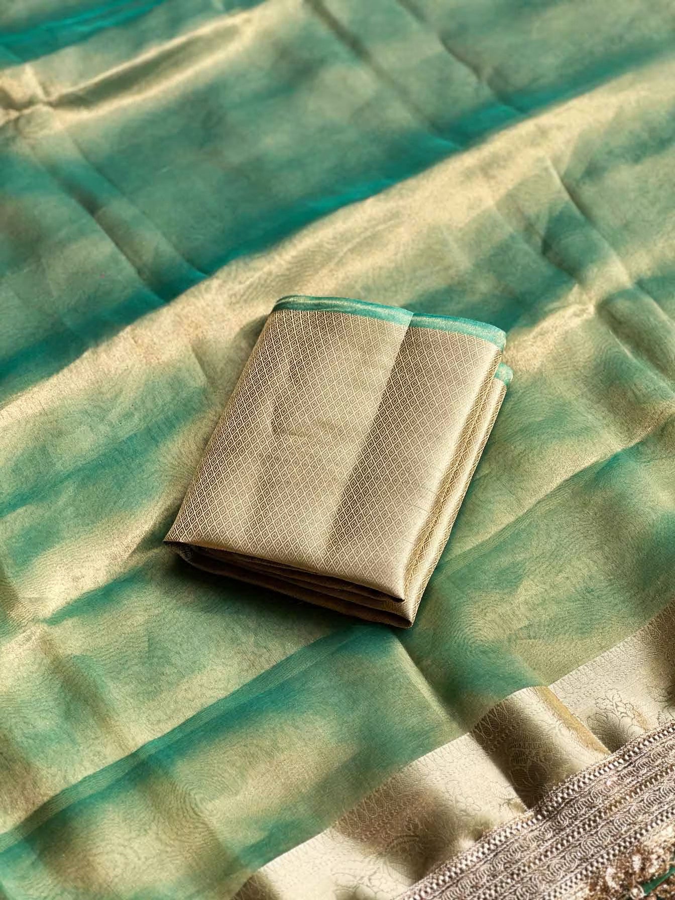 Paramparik Jari Teal Green Banarasi Silk Saree - RV Couture 24