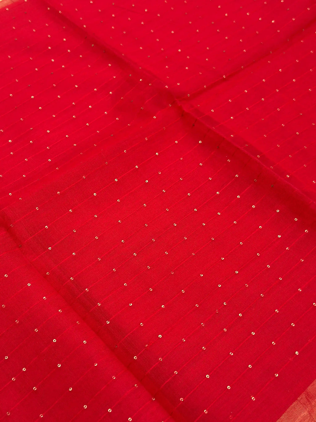 Red Jamdani Saree with Parrot Motif - RV Couture 24