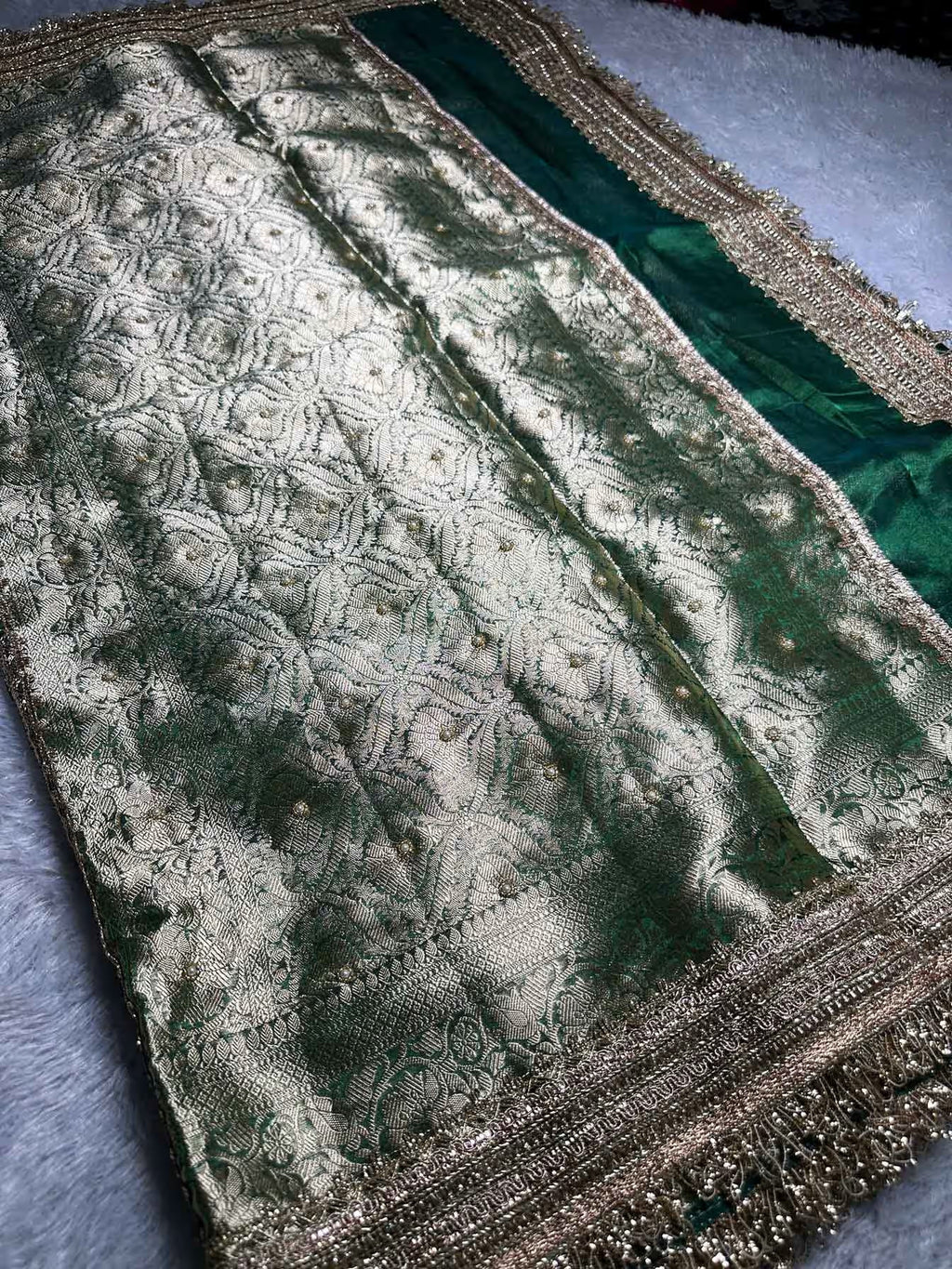 Gajaratna Green Banarasi Silk Saree - RV Couture 24