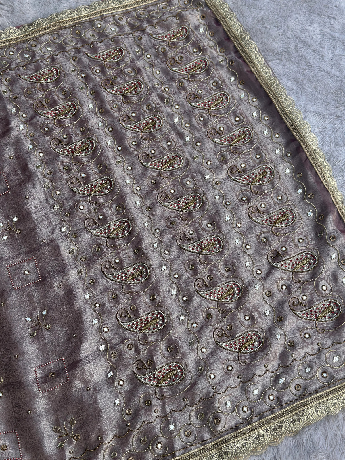 Chandani Rose Gold Banarasi Silk Saree - RV Couture 24