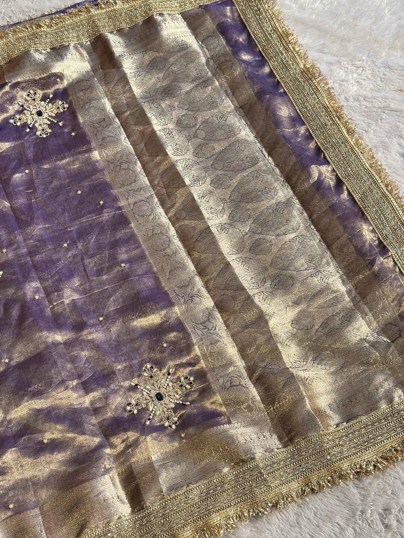 Tara Royal Lavender Banarasi Silk Saree - RV Couture 24