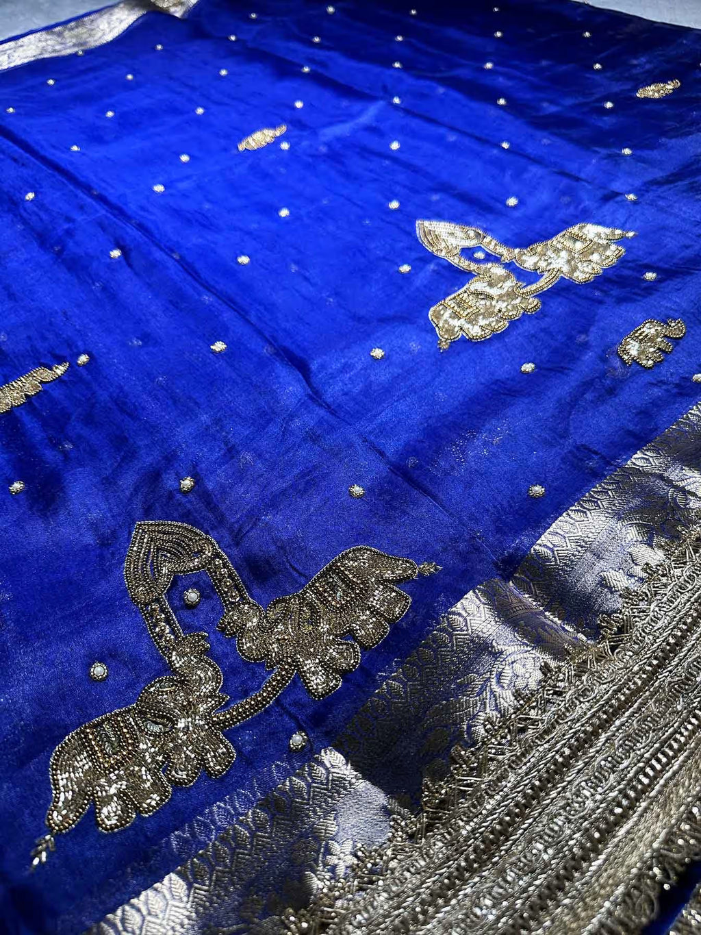 Gajaratna Blue Banarasi Silk Saree - RV Couture 24