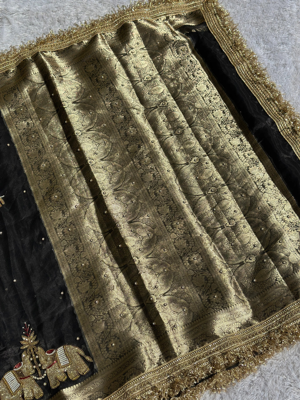 Suvarna Hatti Black Banarasi Silk Saree - RV Couture 24