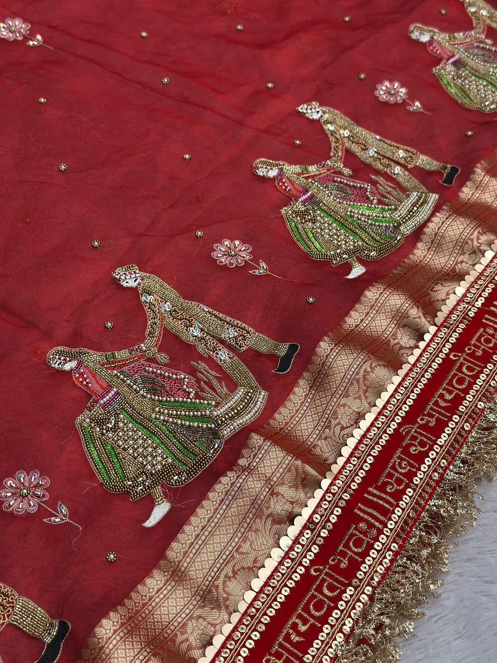 Vivah with Saubhagyavati Lace Red Banarasi Silk Saree - RV Couture 24