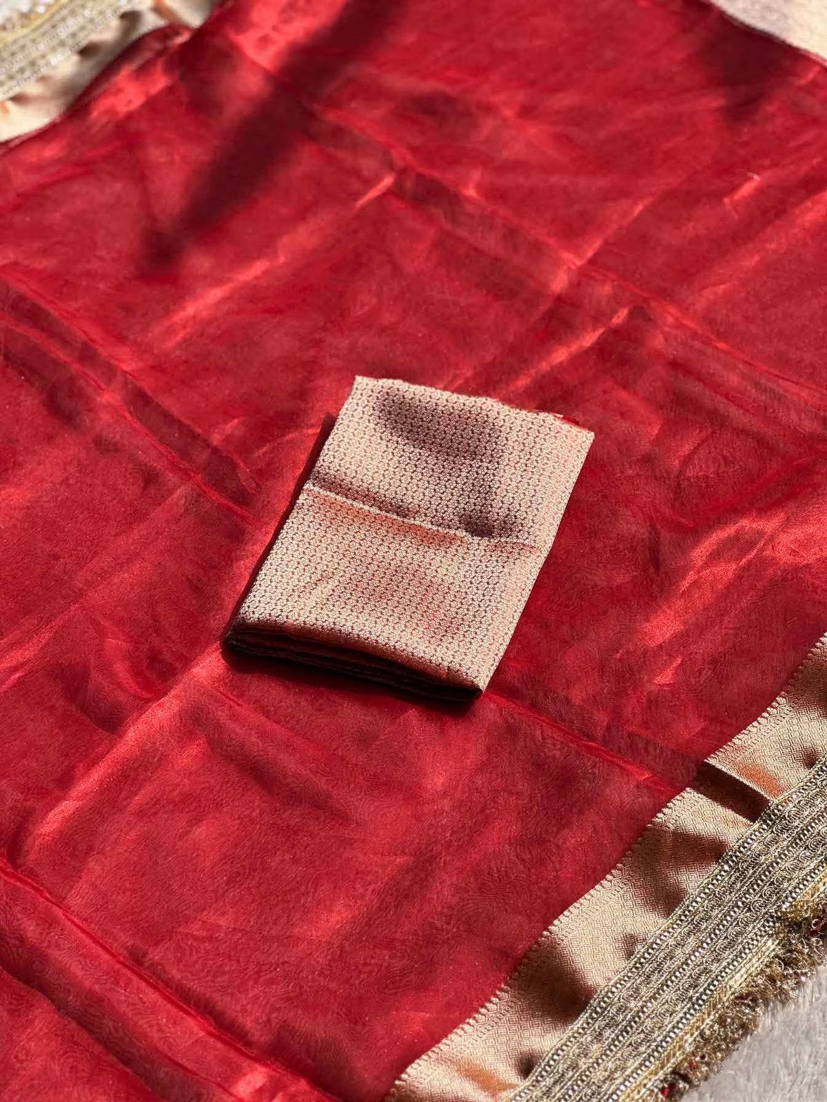 Paramparik Jari Red Banarasi Silk Saree - RV Couture 24