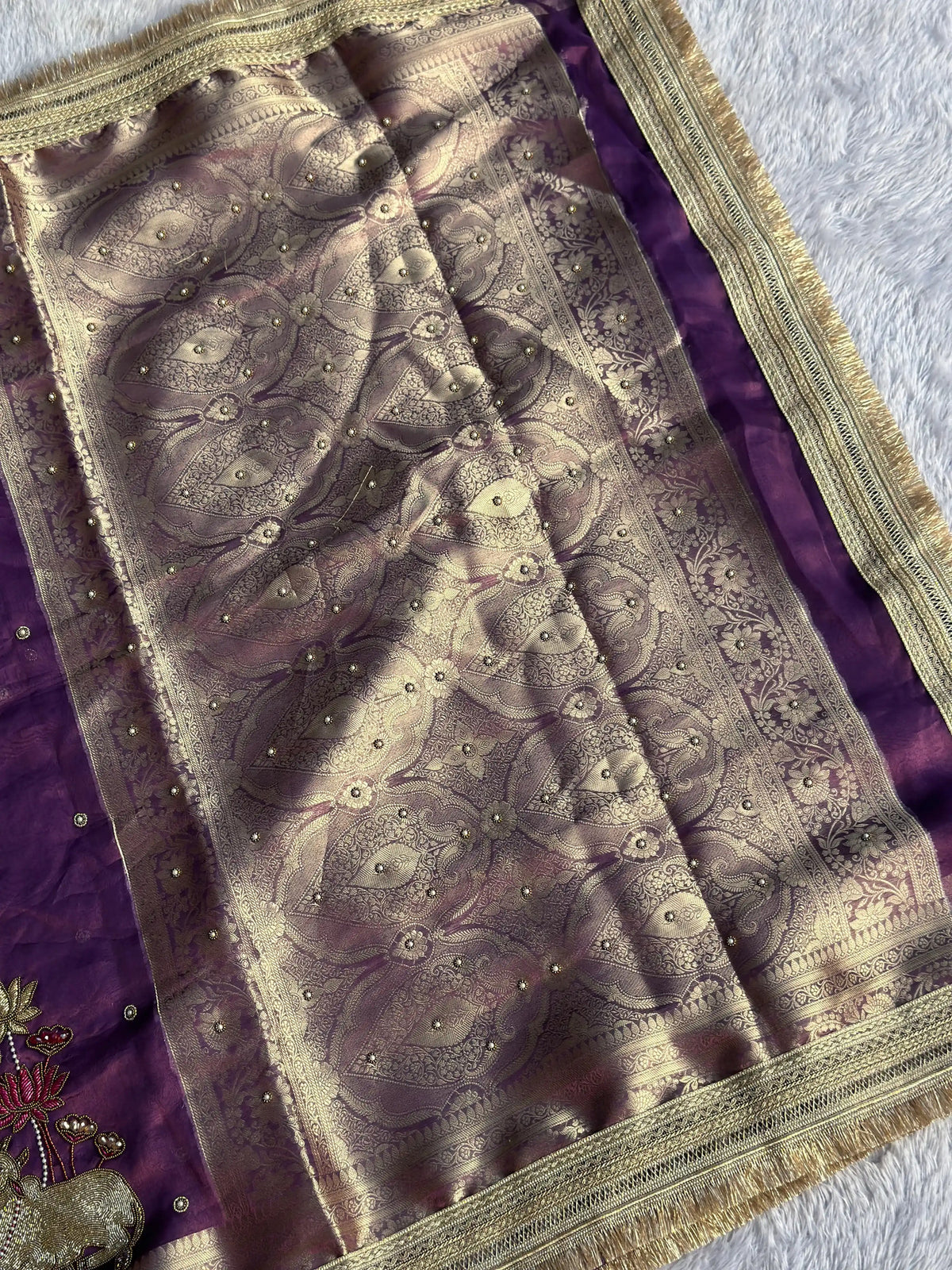 Nandi Pushpa Purple Banarasi Silk Saree - RV Couture 24