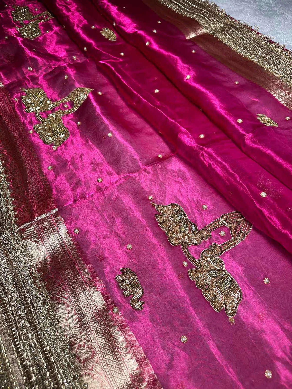 Gajaratna Pink Banarasi Silk Saree - RV Couture 24