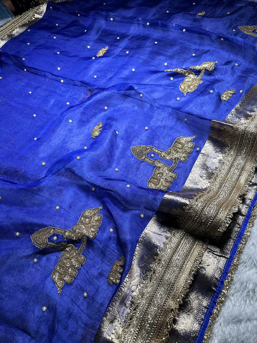 Gajaratna Blue Banarasi Silk Saree - RV Couture 24