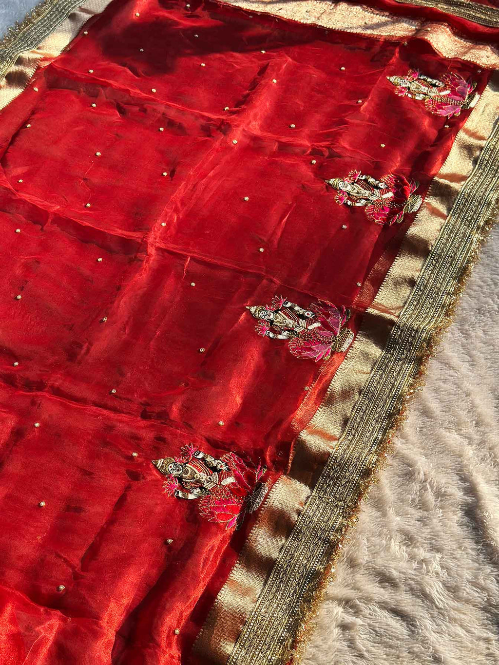 Shree Laxmi Red Banarasi Silk Saree - RV Couture 24