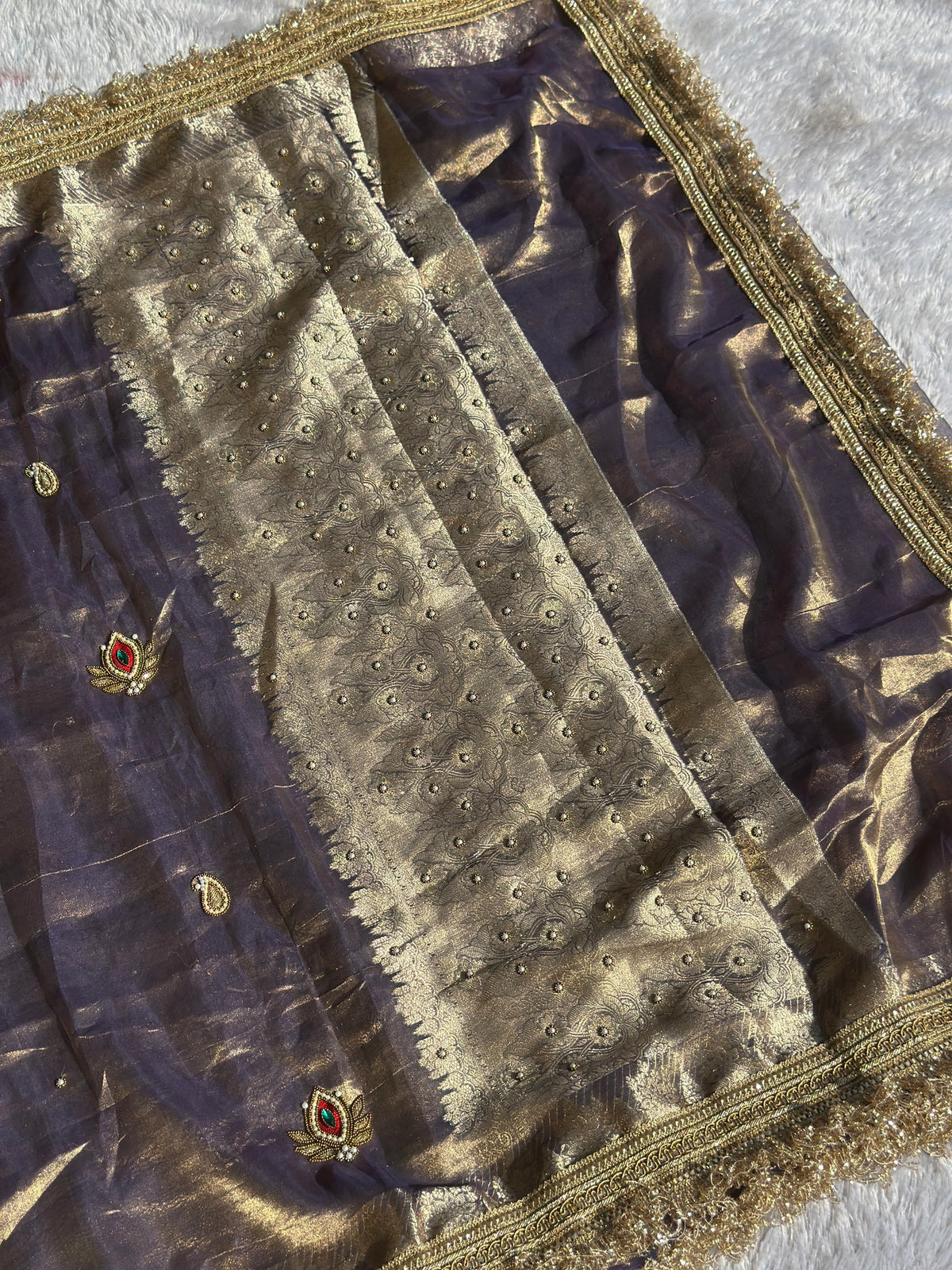 Suvarna Rashmi Purple Banarasi Silk Saree - RV Couture 24