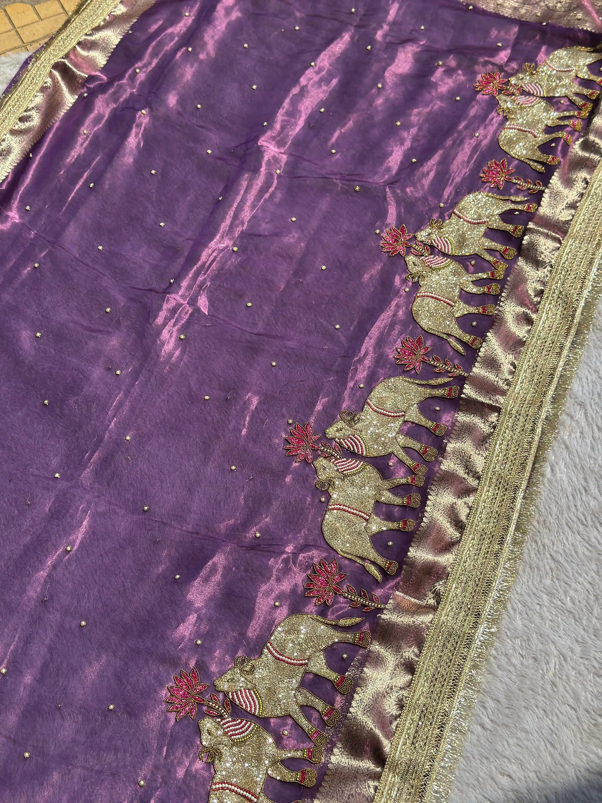 Gajanandi Purple Banarasi Silk Saree - RV Couture 24