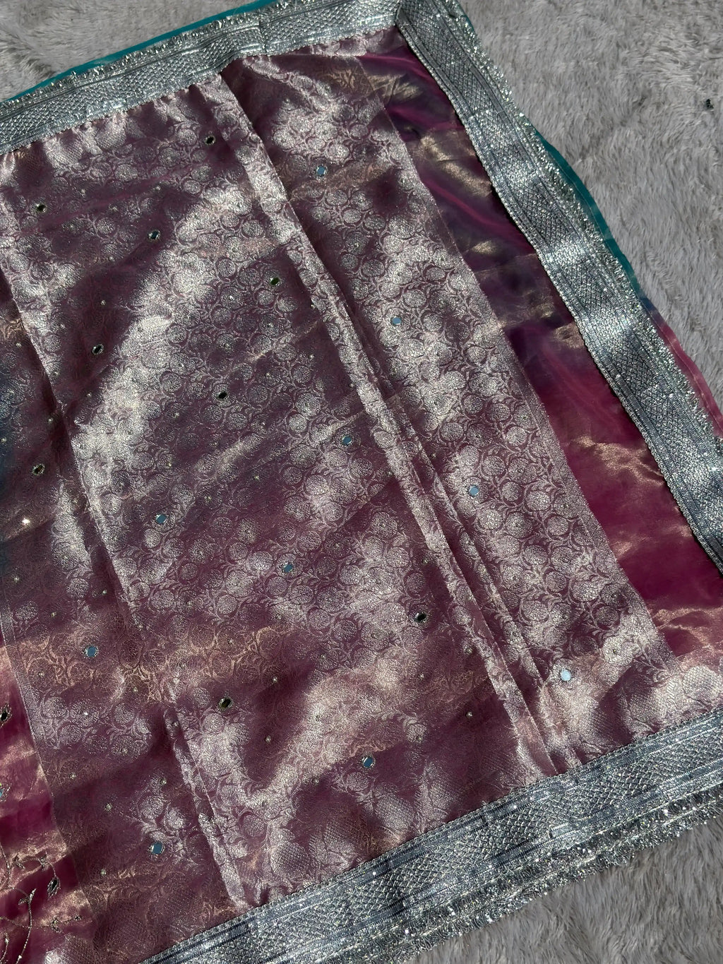 Pushpanjali Blue and Pink Banarasi Silk Saree - RV Couture 24