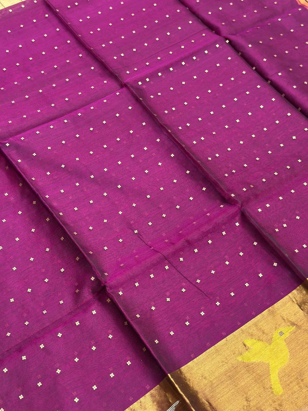 Purple Muslin Jamdani Saree - RV Couture 24