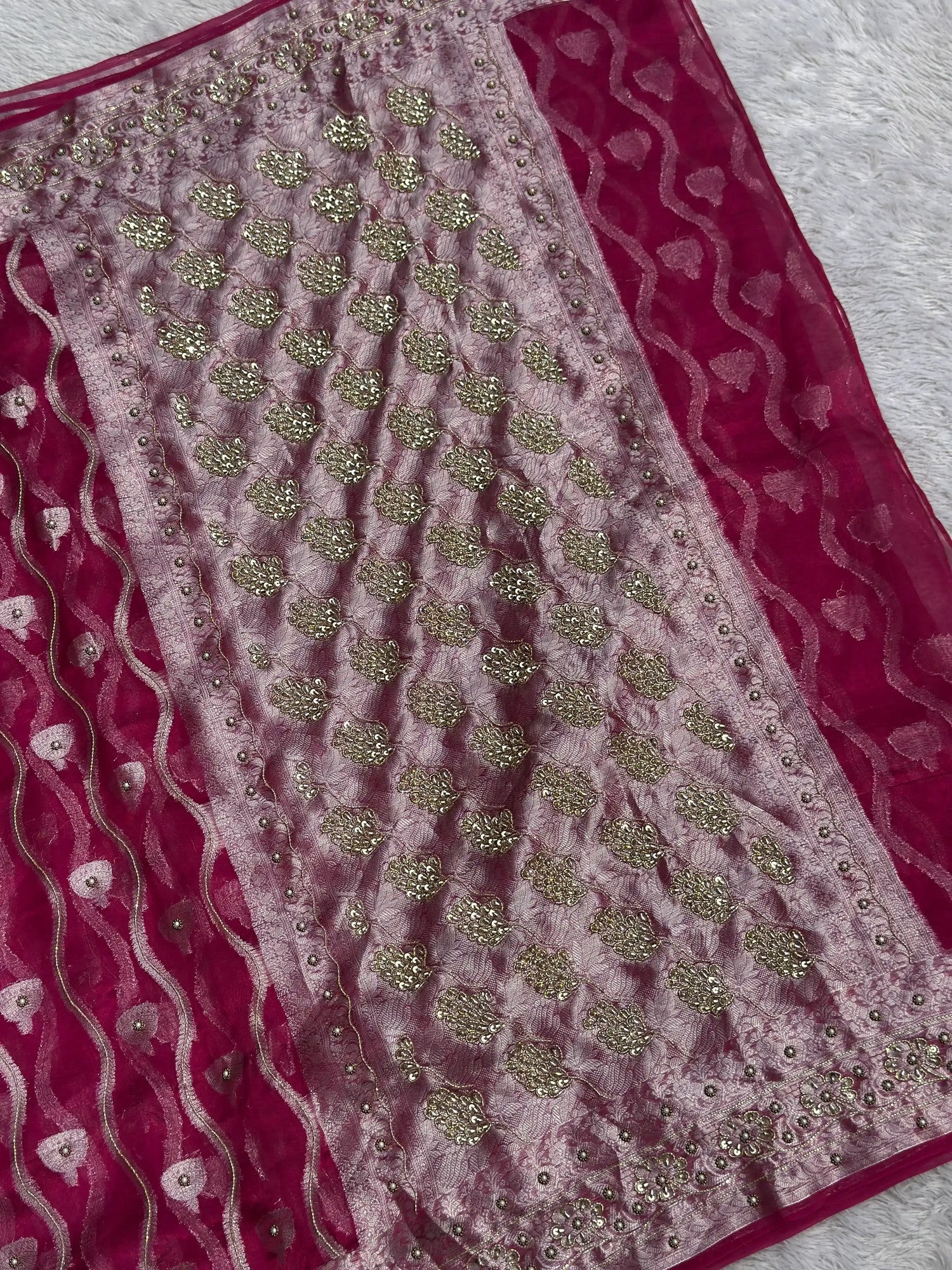 Rajnandini Pink Banarasi Silk Saree - RV Couture 24