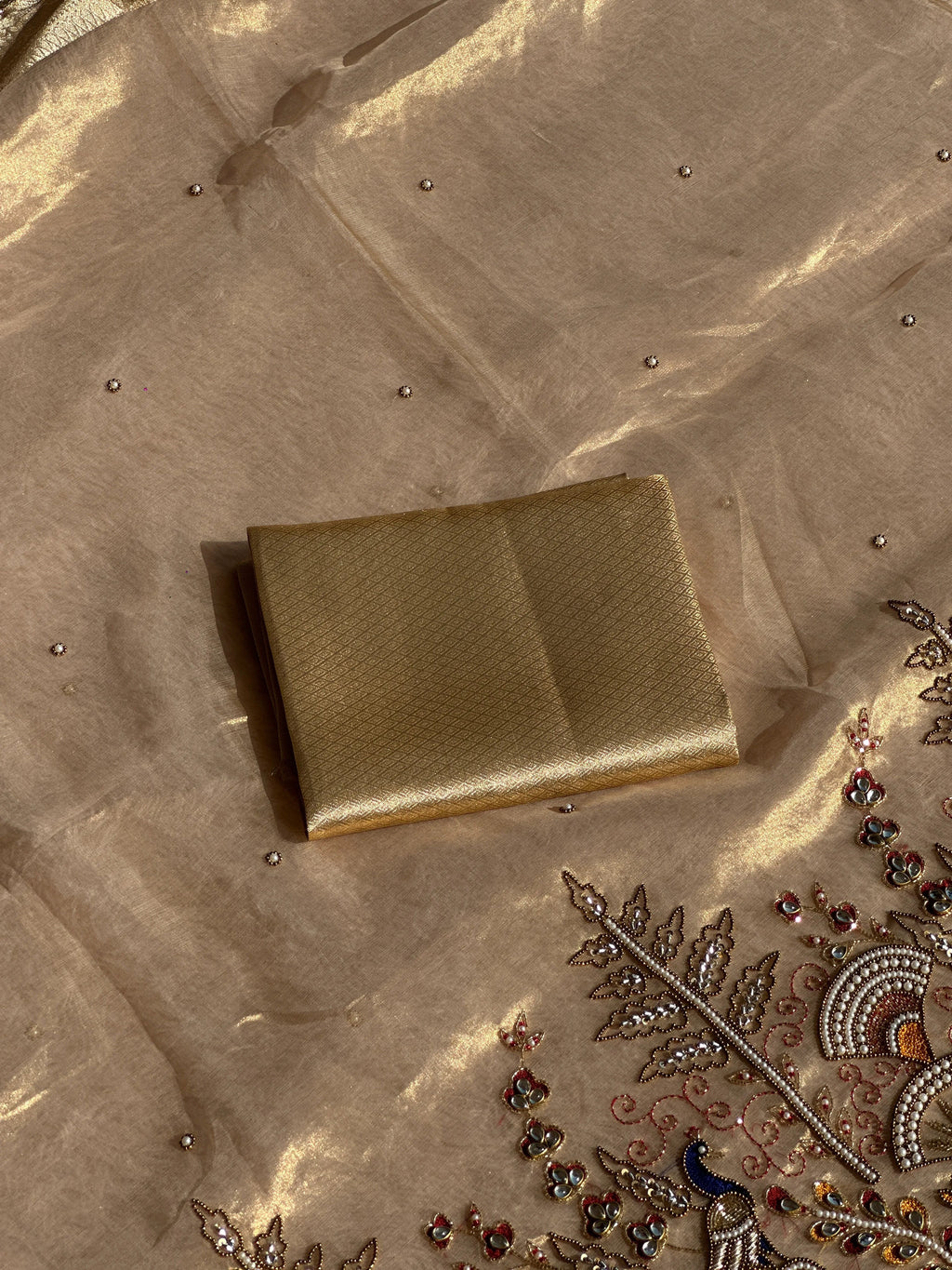 Mor Mahal Golden Banarasi Silk Saree - RV Couture 24