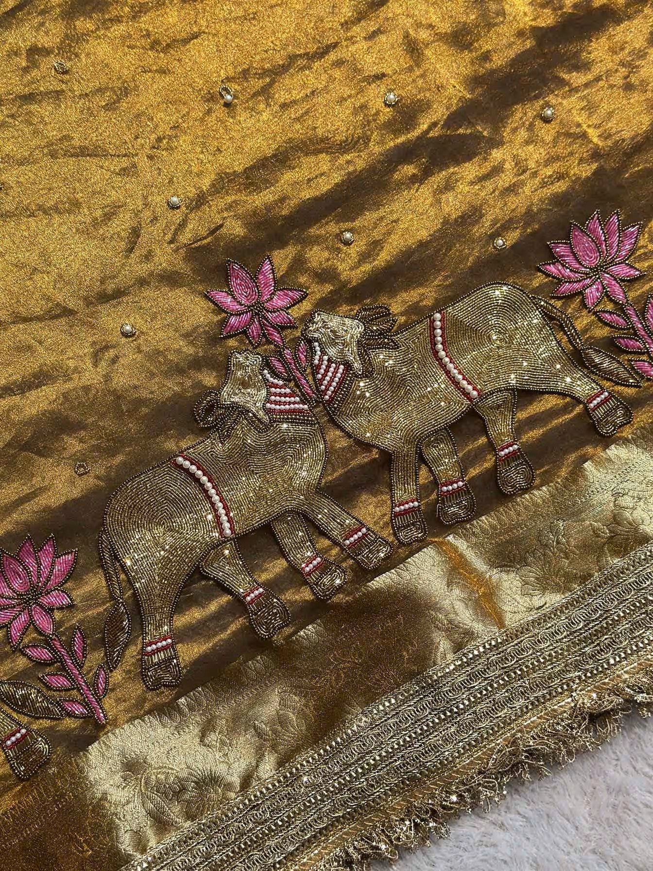 Gajanandi Mehendi Banarasi Silk Saree - RV Couture 24