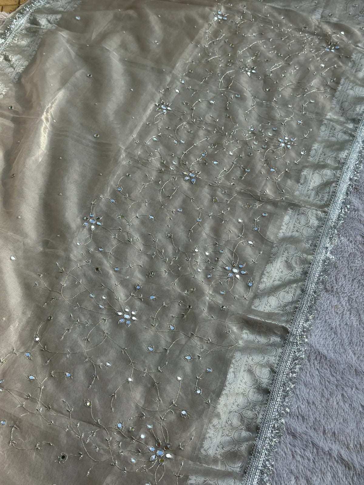 Pushpanjali Silver Banarasi Silk Saree - RV Couture 24