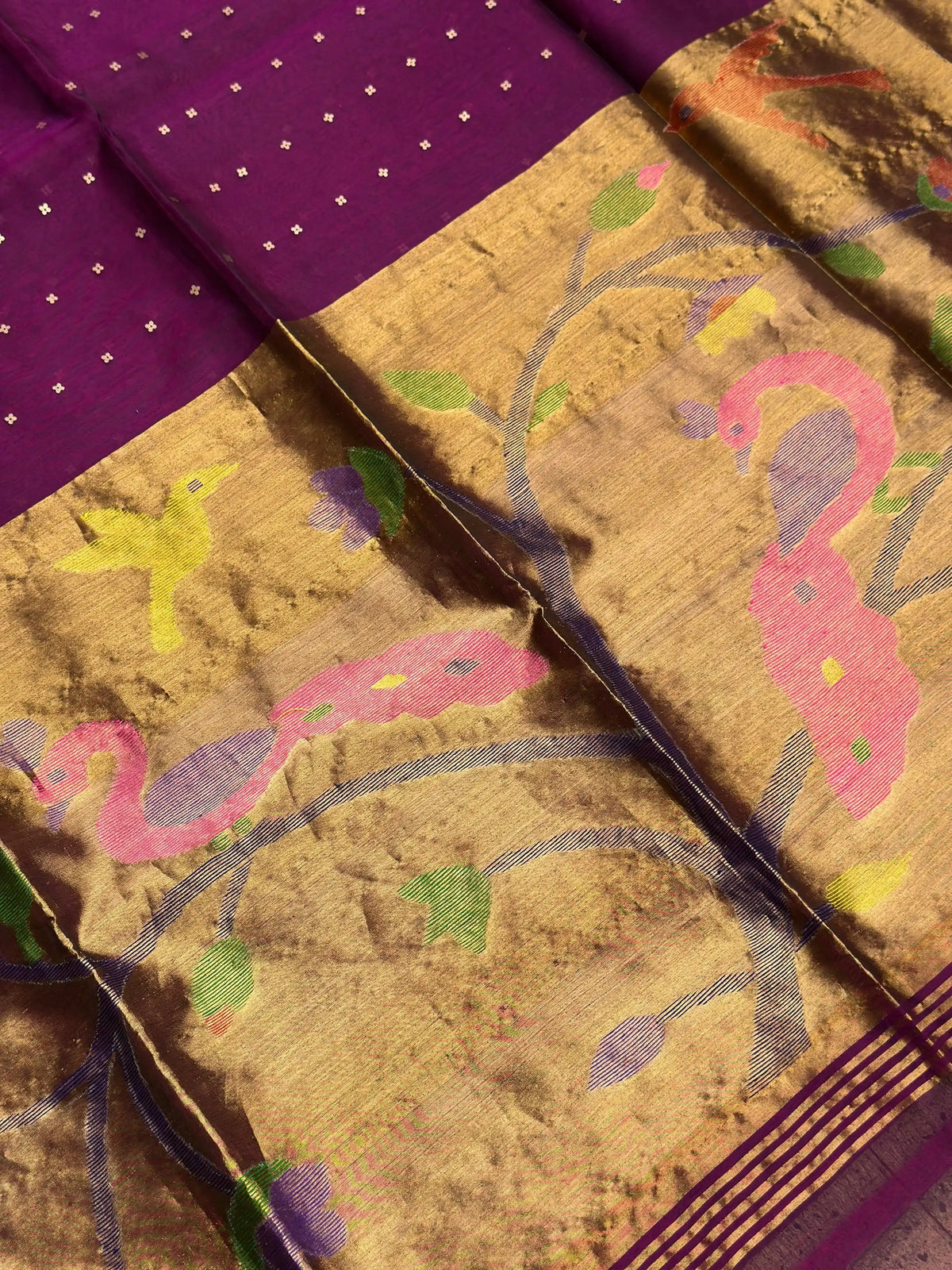 Purple Muslin Jamdani Saree - RV Couture 24