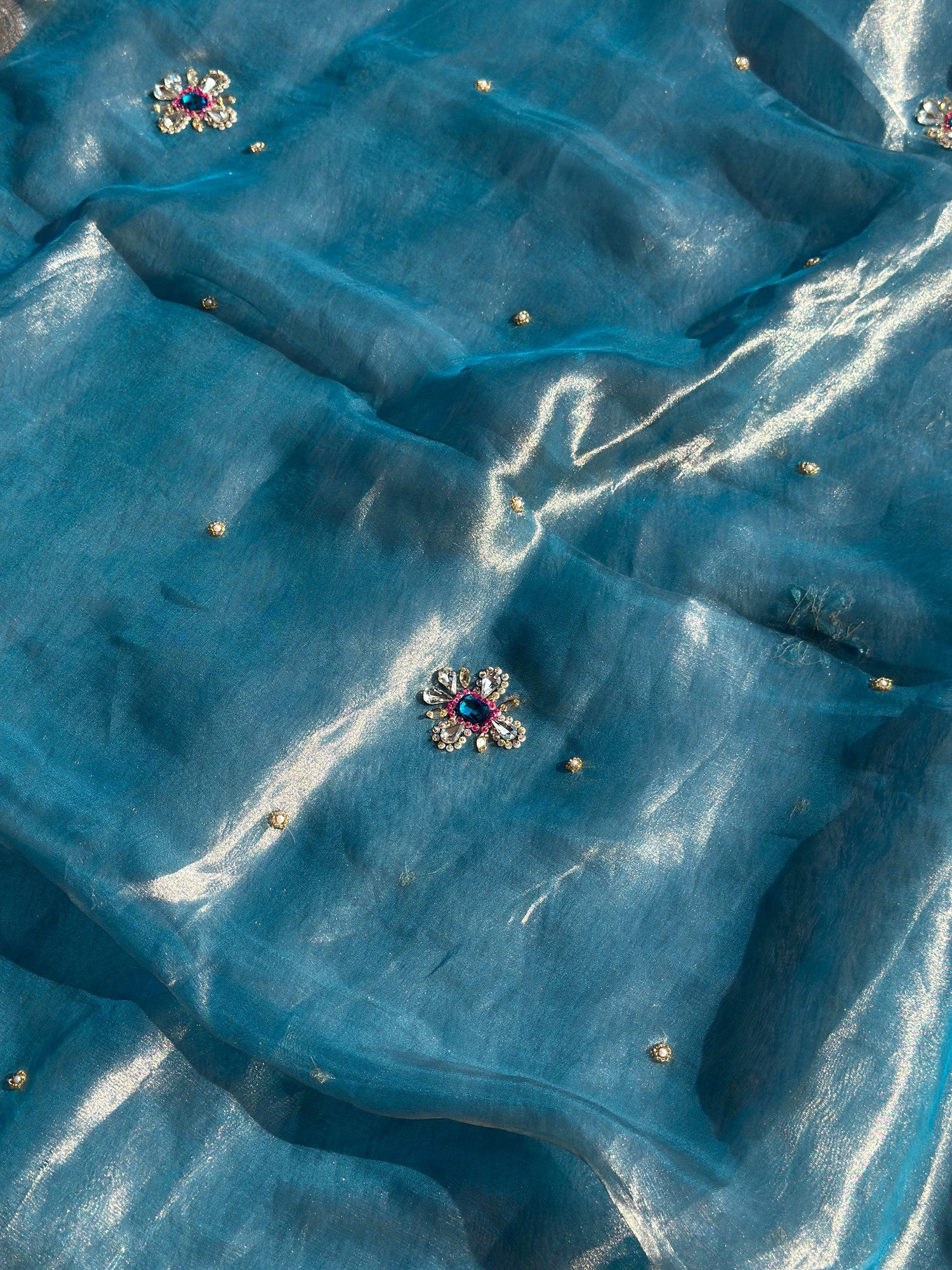 Neelpushpa Pearl Blue Banarasi Silk Saree - RV Couture 24