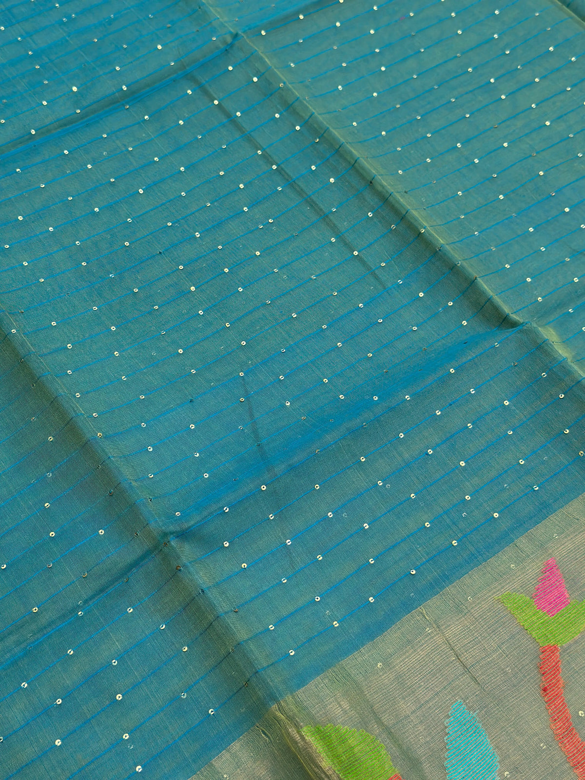 Sky Blue Jamdani Saree - RV Couture 24