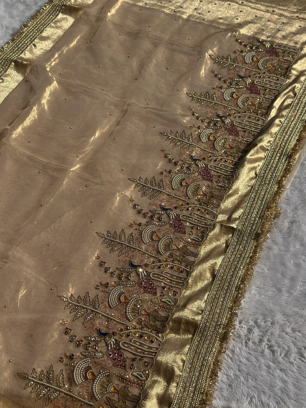 Mor Mahal Golden Banarasi Silk Saree - RV Couture 24