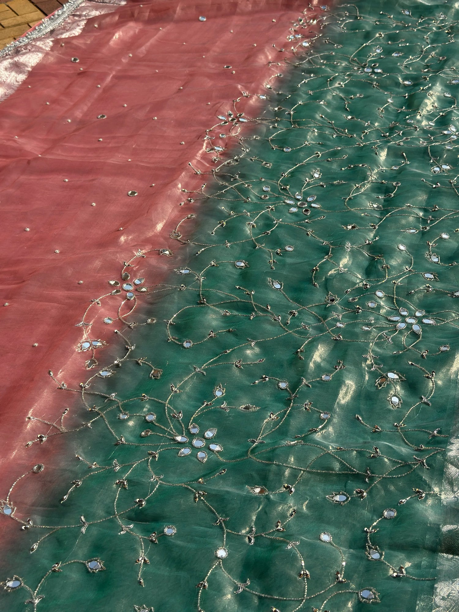 Pushpanjali Pink & Green Banarasi Silk Saree - RV Couture 24