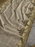 Suvarna Hatti Chiniya Tissue White Banarasi Silk Saree - RV Couture 24