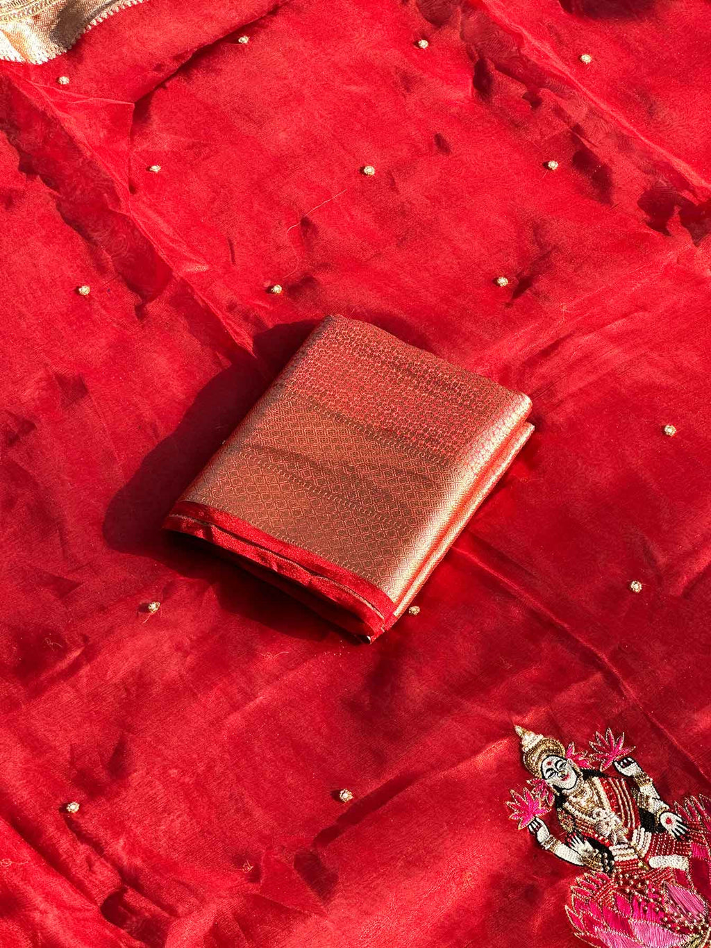 Shree Laxmi Red Banarasi Silk Saree - RV Couture 24
