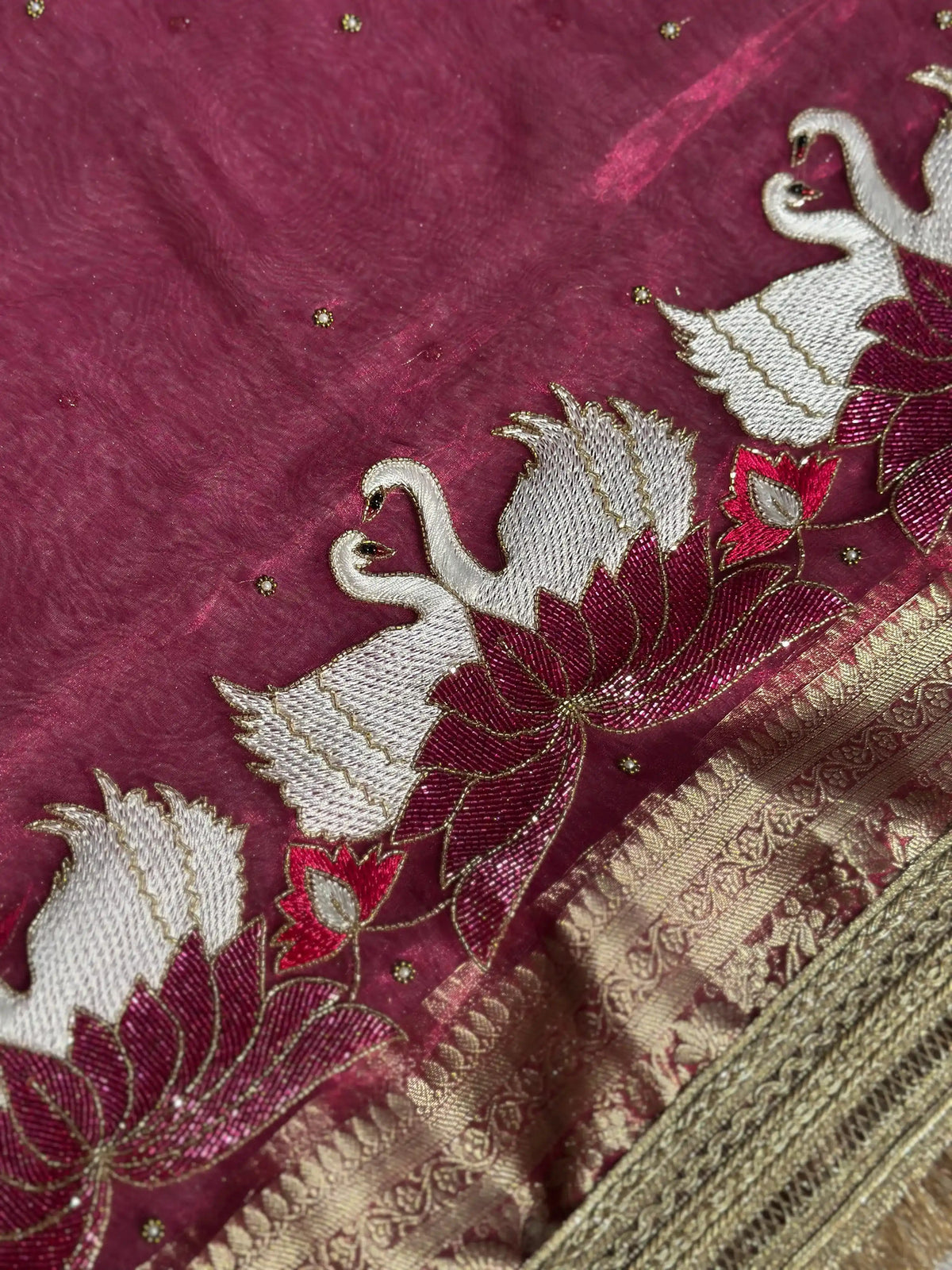 Rajhans Pink Banarasi Silk Saree - RV Couture 24
