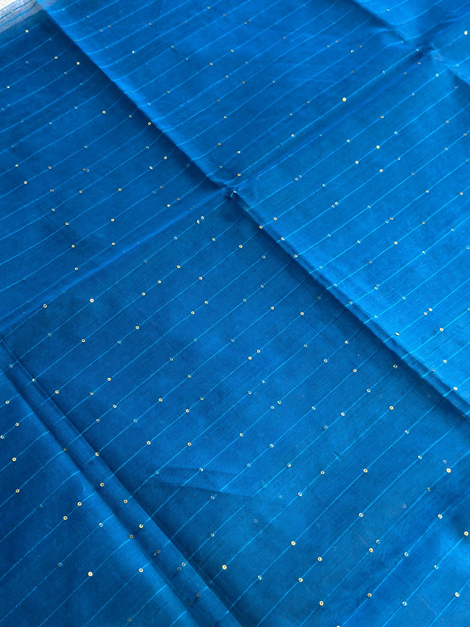 Blue Jamdani Saree with Peacock Motif - RV Couture 24