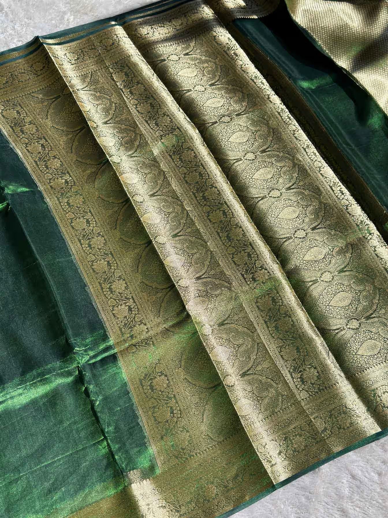 Green Banarasi Silk Saree - RV Couture 24